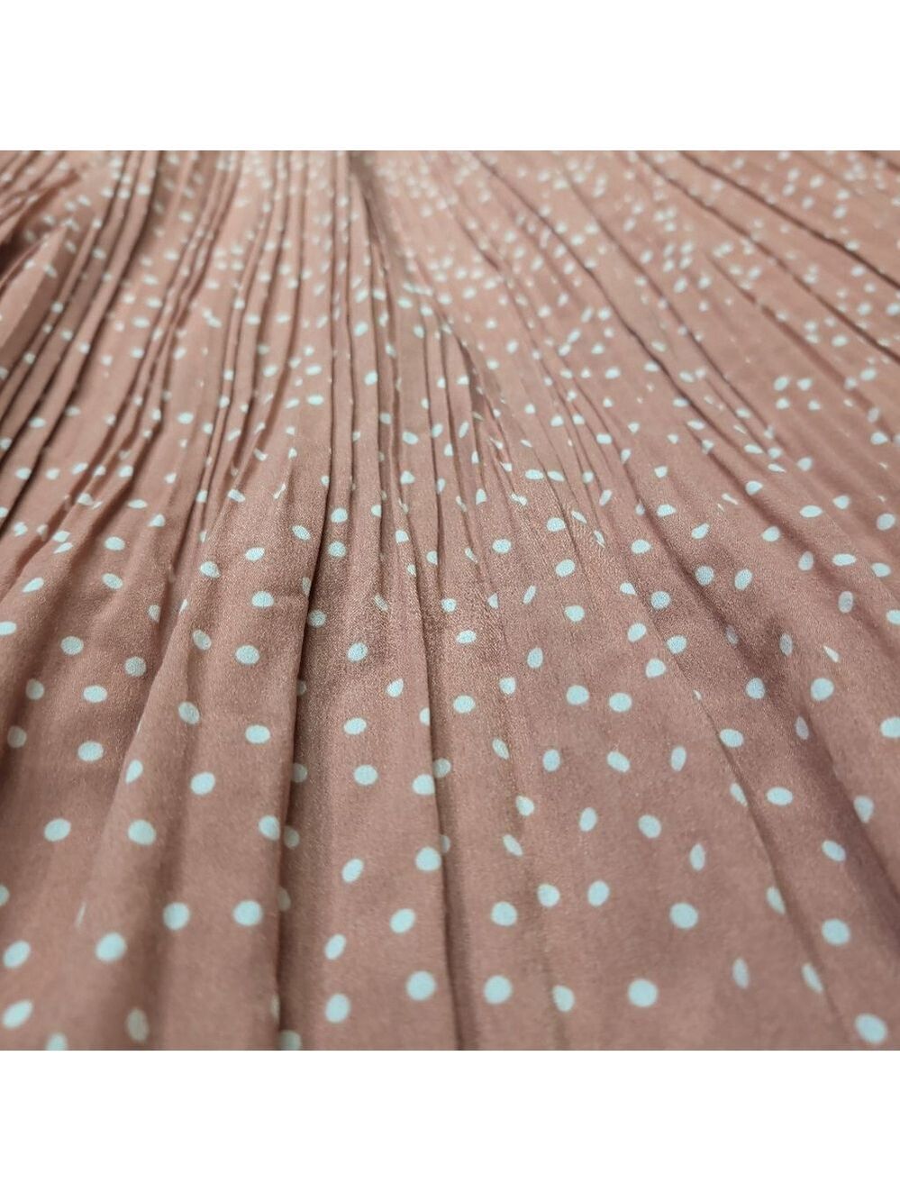 Women's EXLURA Pink Polka Dot Pleated Midi Skirt XL - Picture 2 of 8